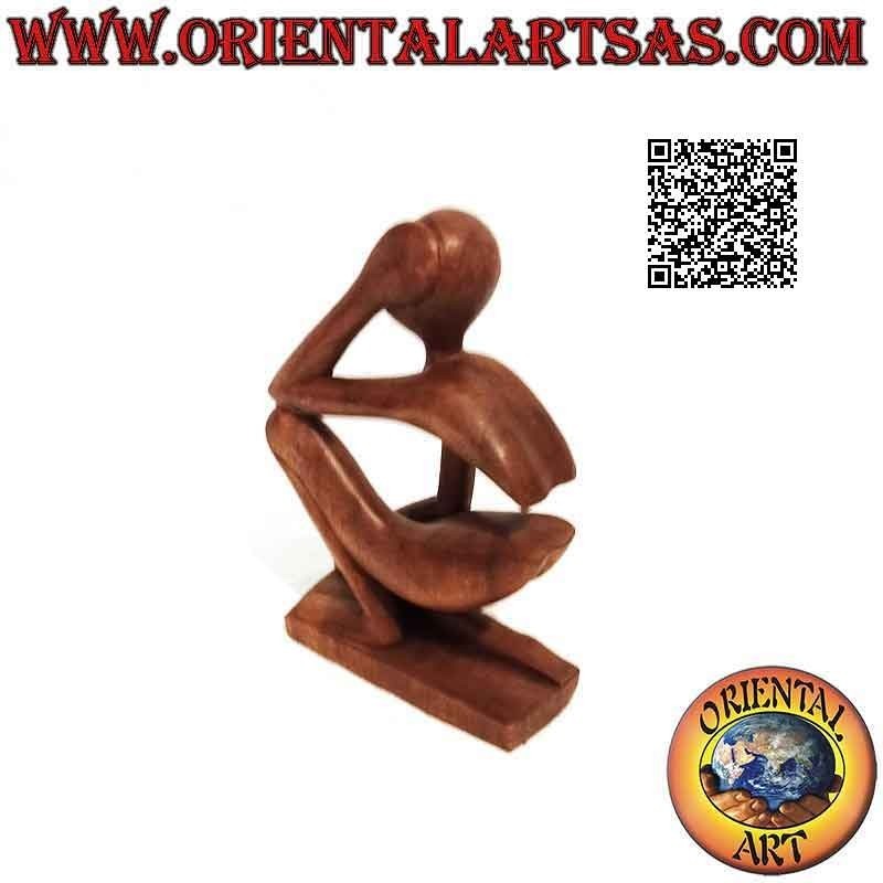 Skulptur "Der Denker im Profil" im abstrakten Stil auf Suarholzsockel, 20 cm