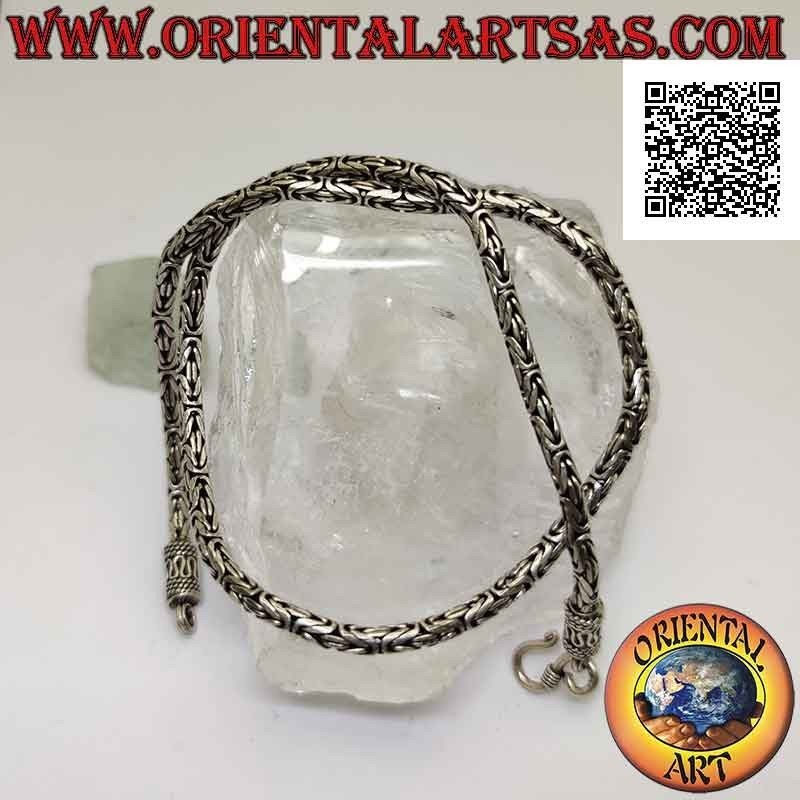 Collana in argento 925 ‰ a borobudur (maglia bizantina) da 41 cm x 3,5 mm (gancio a serpentina)