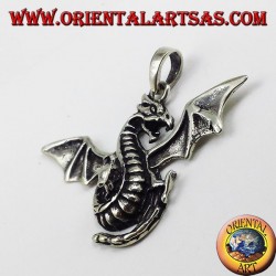 Silver pendant Celtic winged dragon