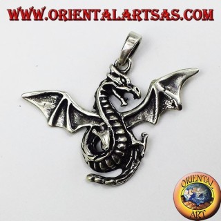 Silver pendant Celtic winged dragon