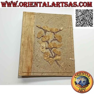 Photo album in tree bark and embroidery with rice paper sheets, 35 cm (38 sheets and corners)