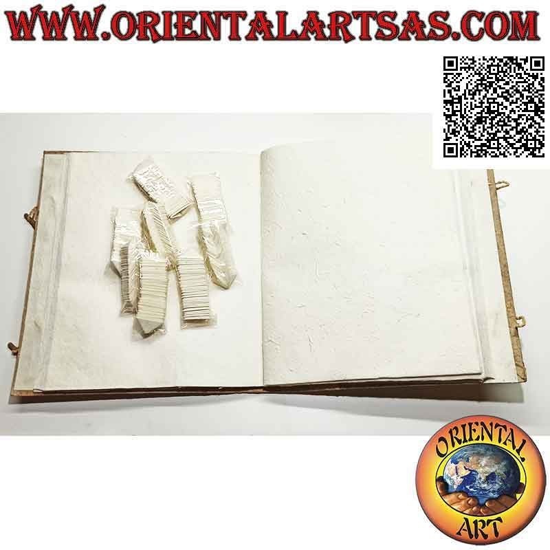 Álbum de fotos en corteza de árbol y bordado con hojas de papel de arroz, 35 cm (38 hojas y esquinas)