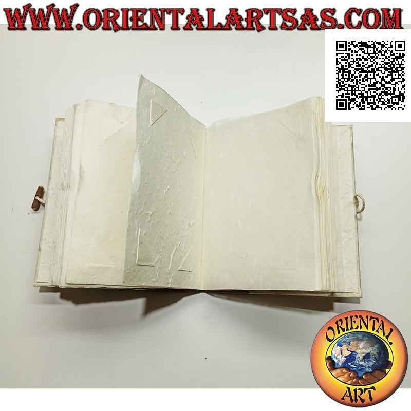 Álbum de fotos en papel de arroz y corteza de árbol con pétalos y bordados, 20 cm