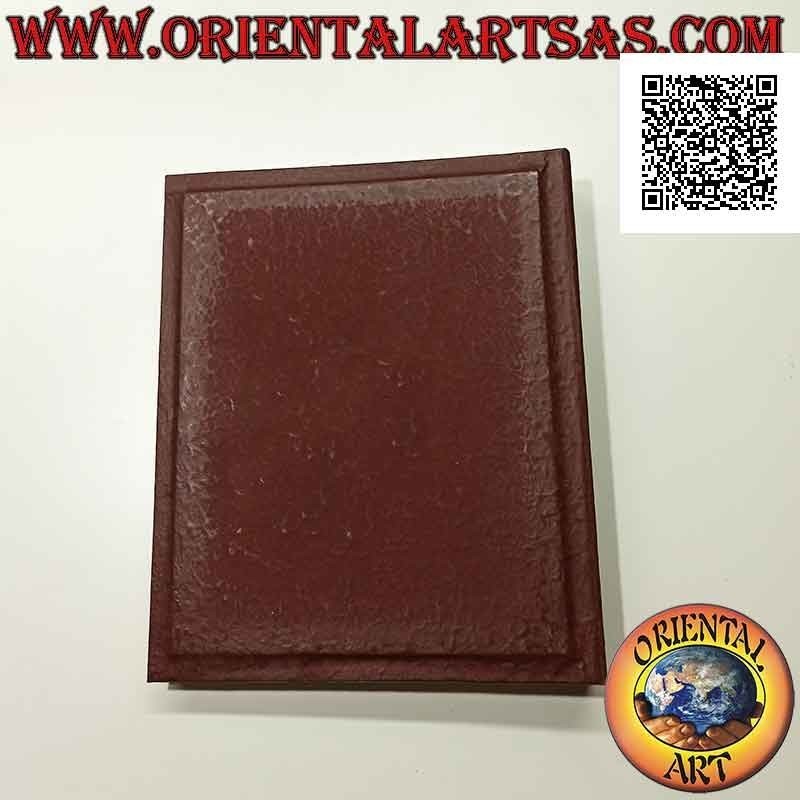 Album fotografico in carta di riso con copertina bordeaux e piastra in argentone, 27 cm