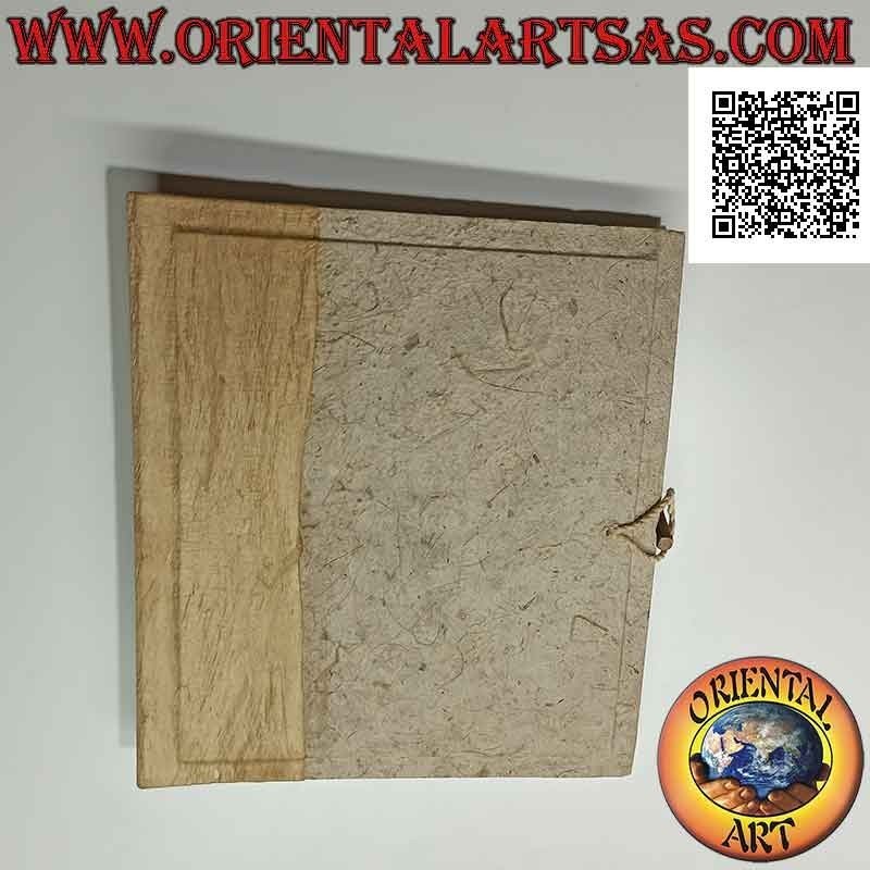 Photo album in rice paper and tree bark with checked cover, 27 cm