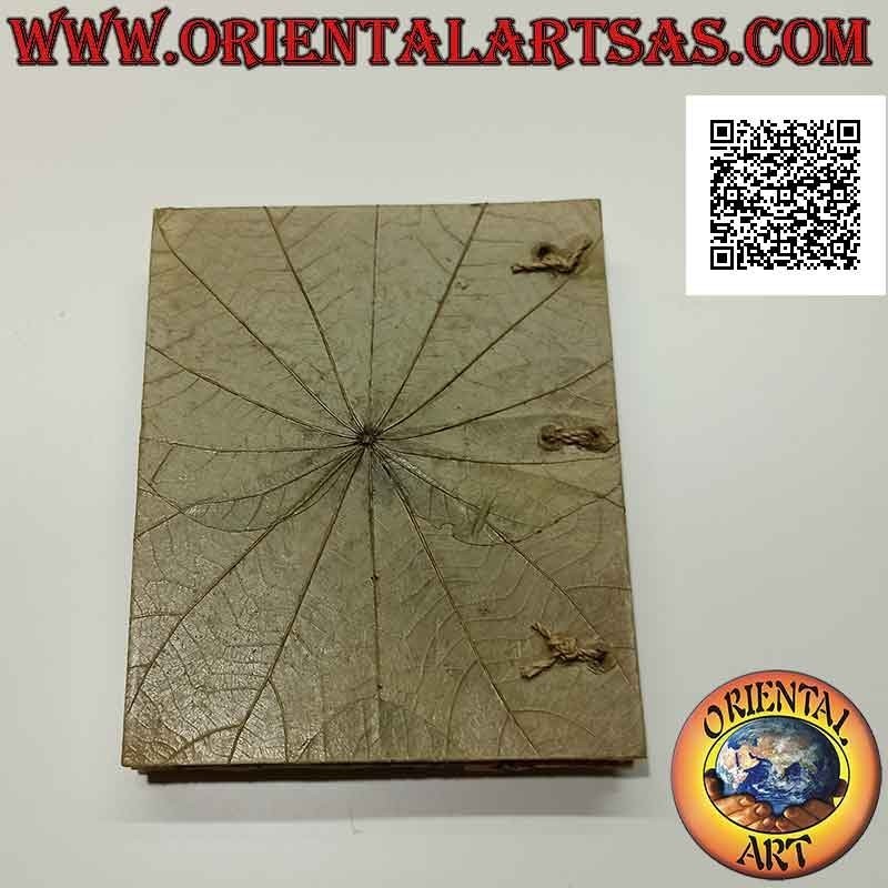 Notebook notebook in natural paper and dried leaves and bark, moon and star (16 x 13)