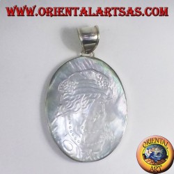 Silber Anhänger Cameo auf Perlmutt