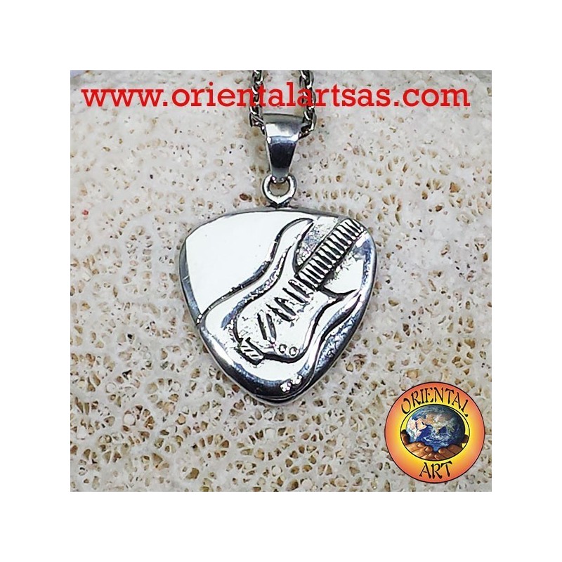 Colgante de plectro en plata con la guitarra eléctrica