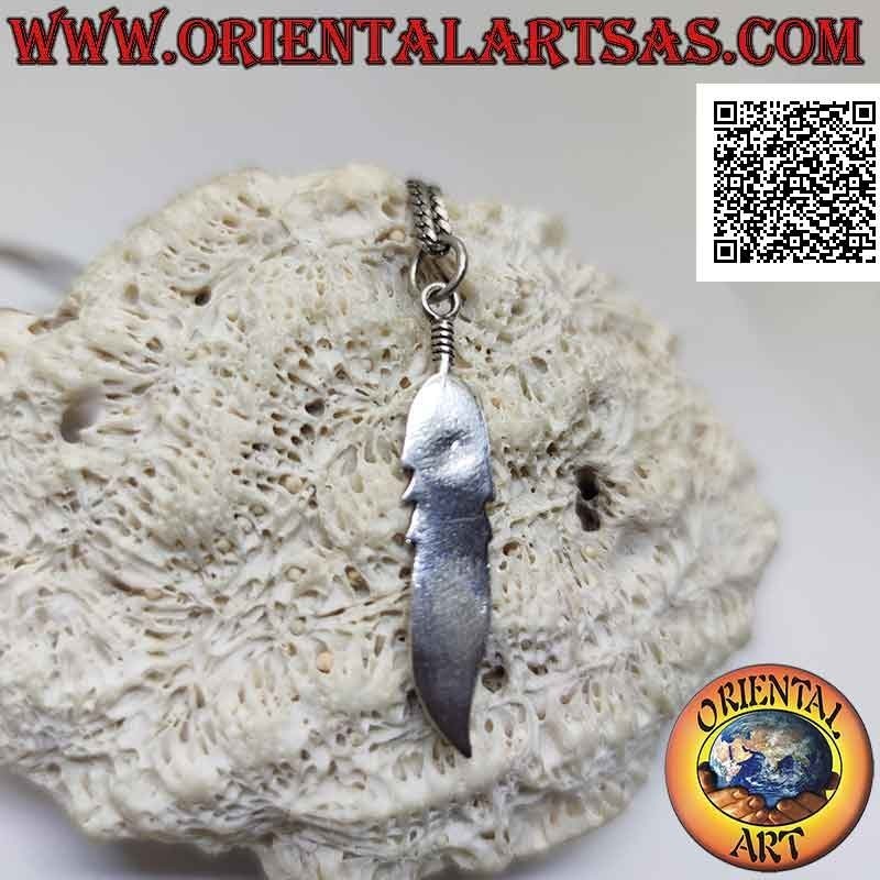 Ciondolo in argento piuma dei nativi d'America con curva alla punta (simbolo di purificazione)