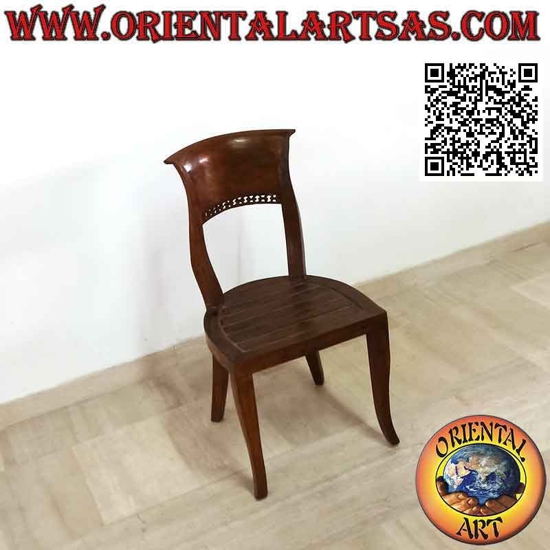 Silla barroca de estilo italiano con asiento de listones de madera de teca