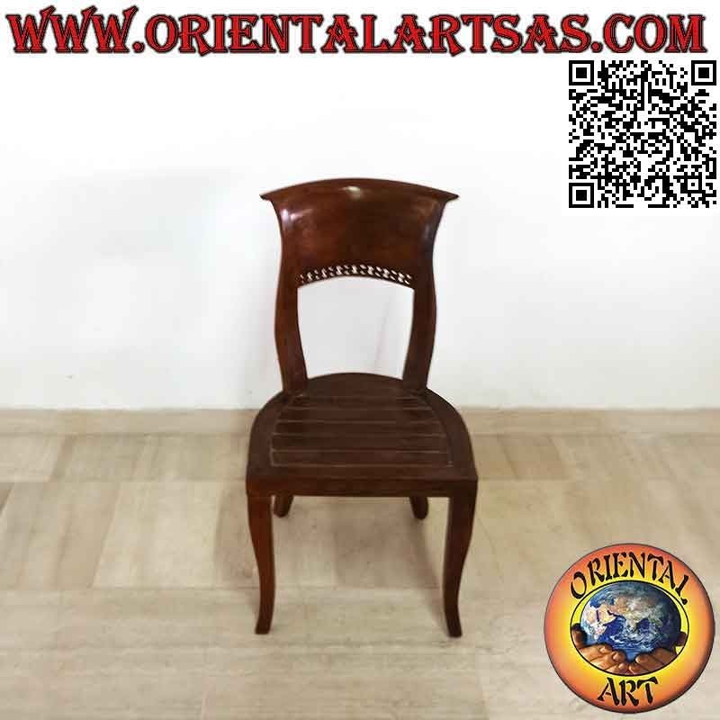 Silla barroca de estilo italiano con asiento de listones de madera de teca