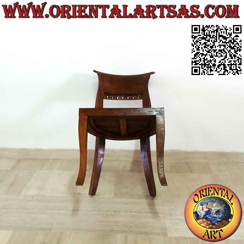 Sedia in stile Italy barocco con seduta a doghe in legno di teak
