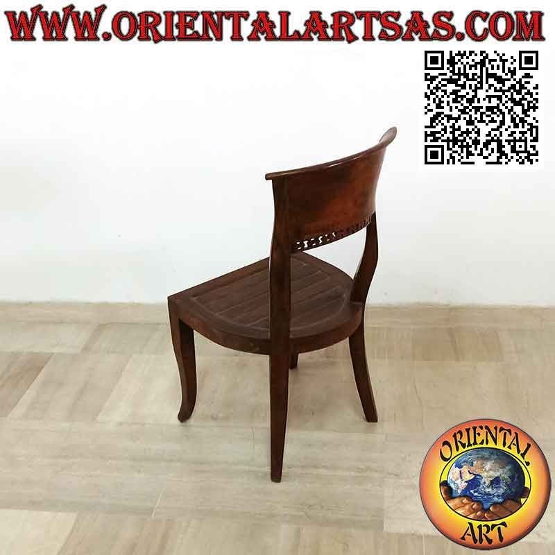 Silla barroca de estilo italiano con asiento de listones de madera de teca