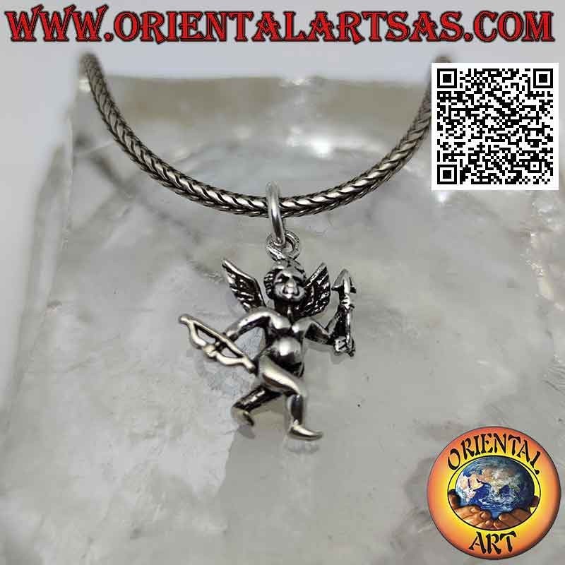 Silver pendant, the angel "Cupid" with bow and arrow