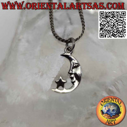 Silver pendant, crescent...