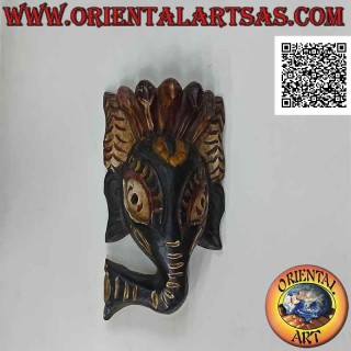 Ganesh mask carved and painted by Nepalese craftsmen in rosewood, 31 x 16 cm