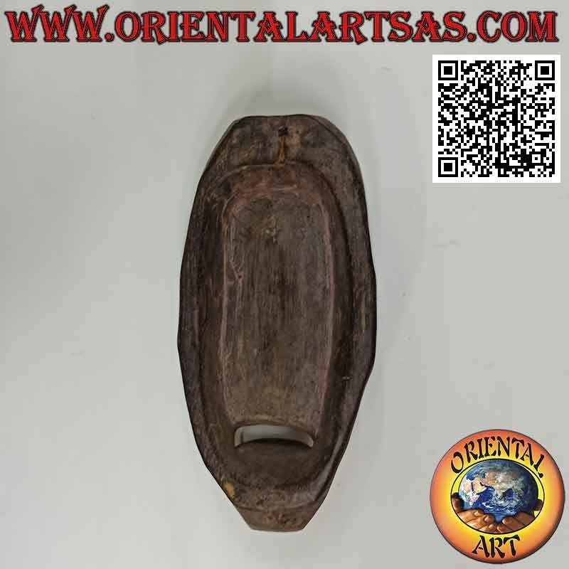 Masque d'indigène en bois de teck, 28 x 13 cm