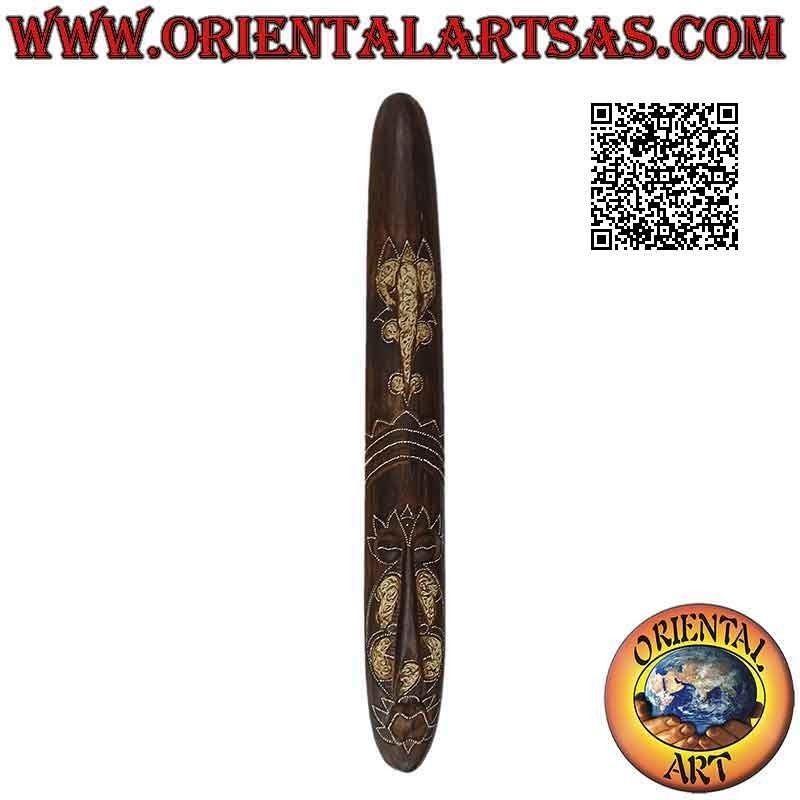 Máscara de un nativo con decoraciones claras (elefante) en madera de balsa, 100 x 13 cm