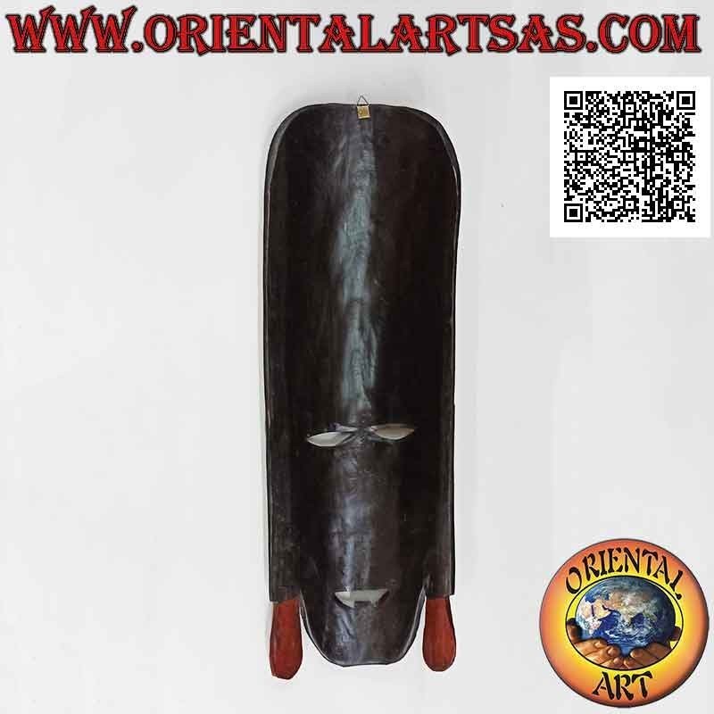 Handgeschnitzte und handbemalte Maske eines afrikanischen Eingeborenen aus Ebenholz, 65 x 20 cm