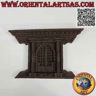 Reproducción antigua de la ventana de palisandro nepalí tradicional, 20 x 31 cm (oscuro)