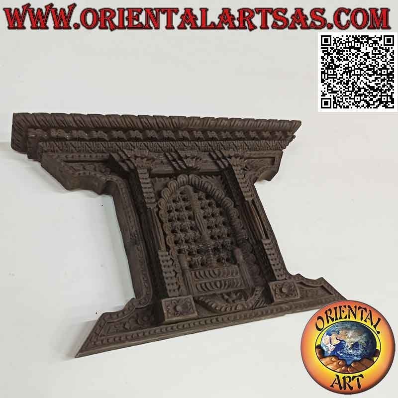 Antica riproduzione della finestra tradizionale nepalese in palissandro, 20 x 31 cm (scura)