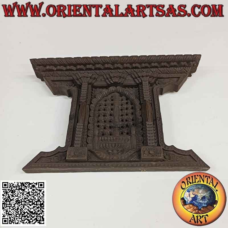 Reproducción antigua de la ventana de palisandro nepalí tradicional, 20 x 31 cm (oscuro)