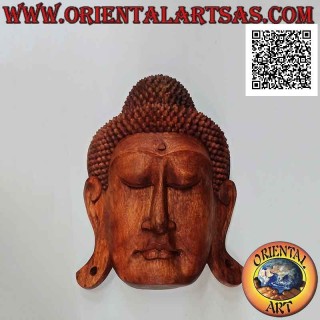 Wand- oder Aufsatz-Buddhakopf-Skulpturenmaske aus Suarholz, 44 x 32 cm (einzelner Block)