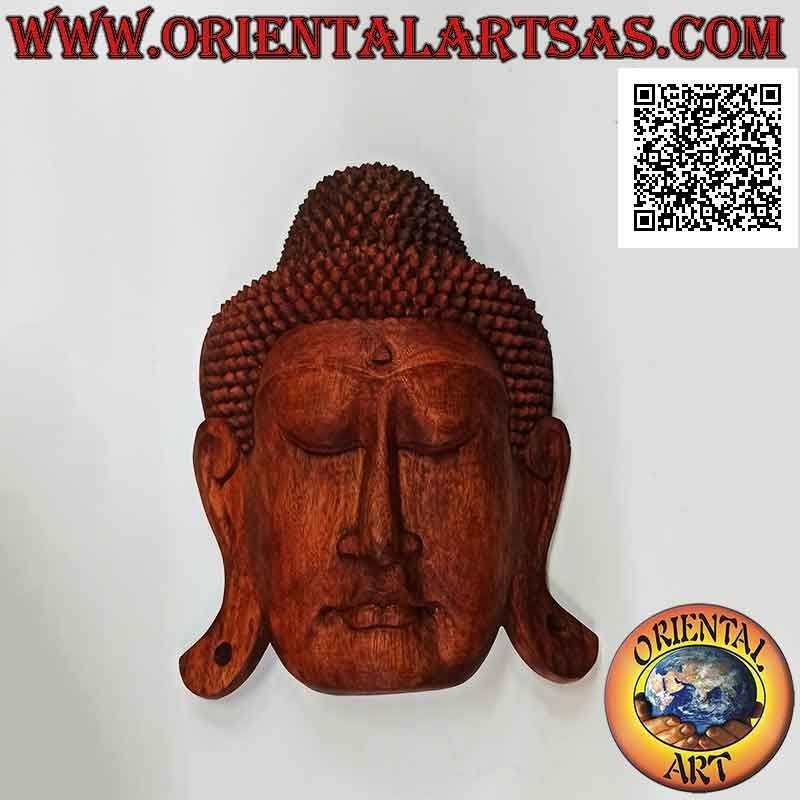 Wand- oder Aufsatz-Buddhakopf-Skulpturenmaske aus Suarholz, 44 x 32 cm (einzelner Block)