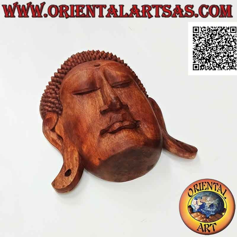 Wand- oder Aufsatz-Buddhakopf-Skulpturenmaske aus Suarholz, 44 x 32 cm (einzelner Block)