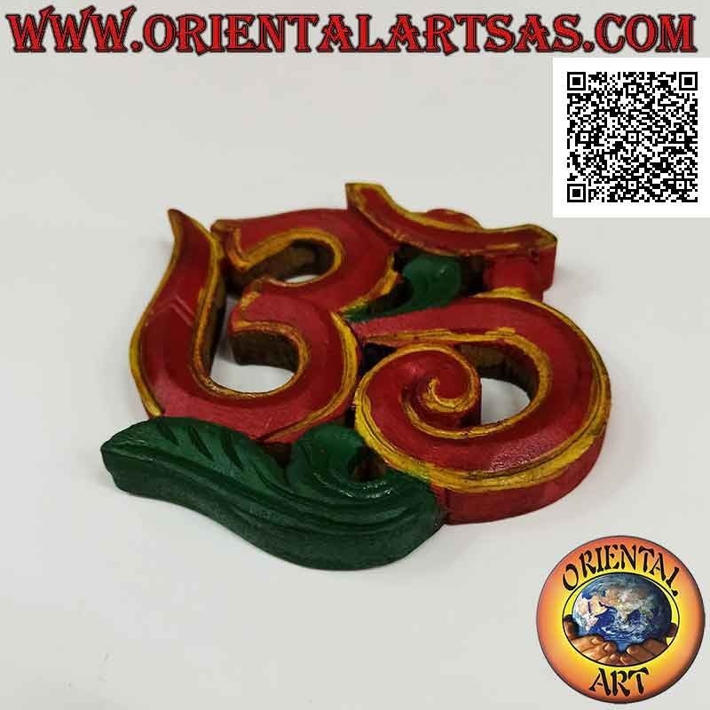 Symbol ॐ (Aum od Om), indeclinable Hindu Sanskrit term, rosewood wall, 10 x 13 cm