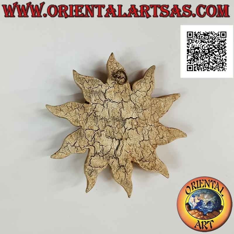 Wall sun painted with "cracked" effect in suar wood, 13 x 13 cm