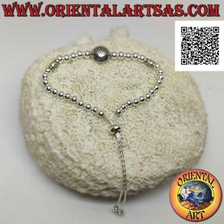 Bracelet "chance" en argent 925 ‰ avec boules et petits tubes (fermeture réglable)