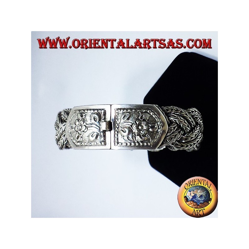 bracelet en argent, la fermeture de tresse ciselé