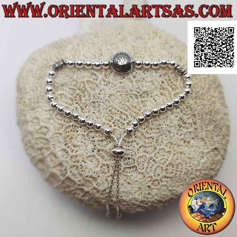 Bracelet "chance" en argent 925 ‰ avec boules et petits tubes (fermeture réglable)