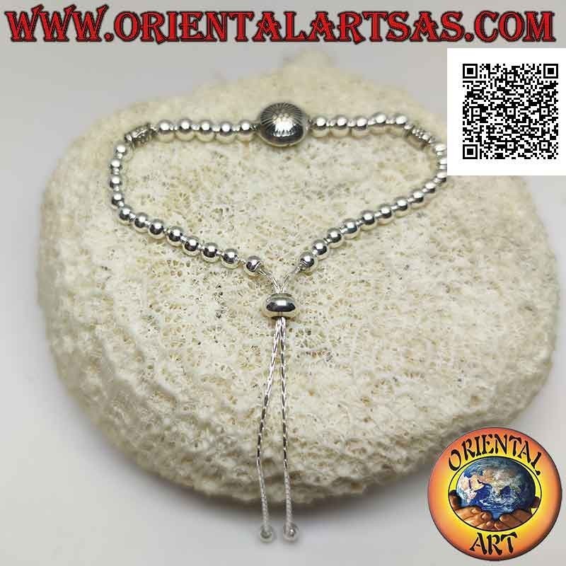 Bracelet "chance" en argent 925 ‰ avec boules et petits tubes (fermeture réglable)