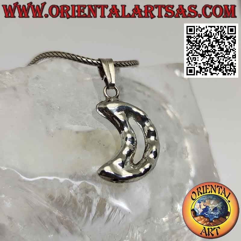 Colgante de plata, contorno grueso de media luna (irregular)