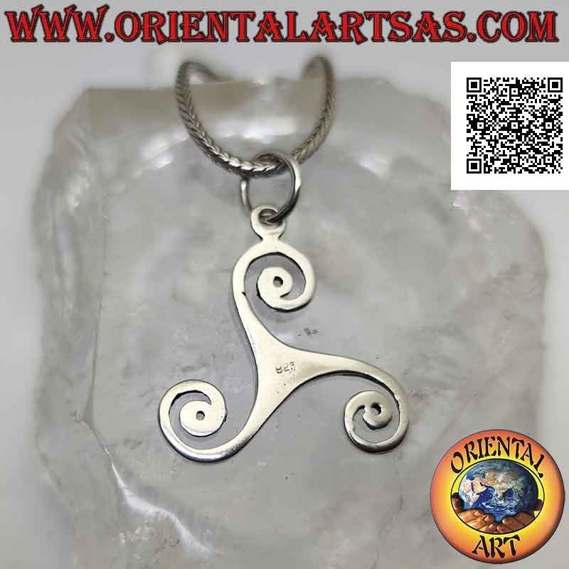 Colgante de plata lisa en forma de triskele triskell gran triskel (hueco central)