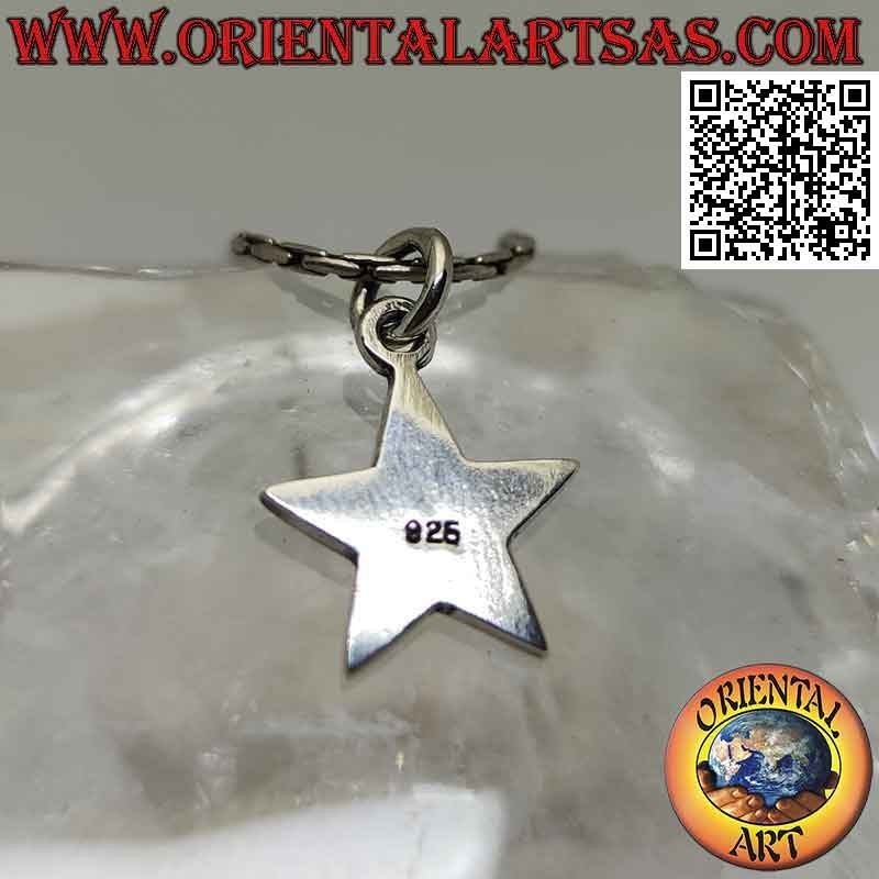 Silver pendant, smooth and flat star (14 mm)