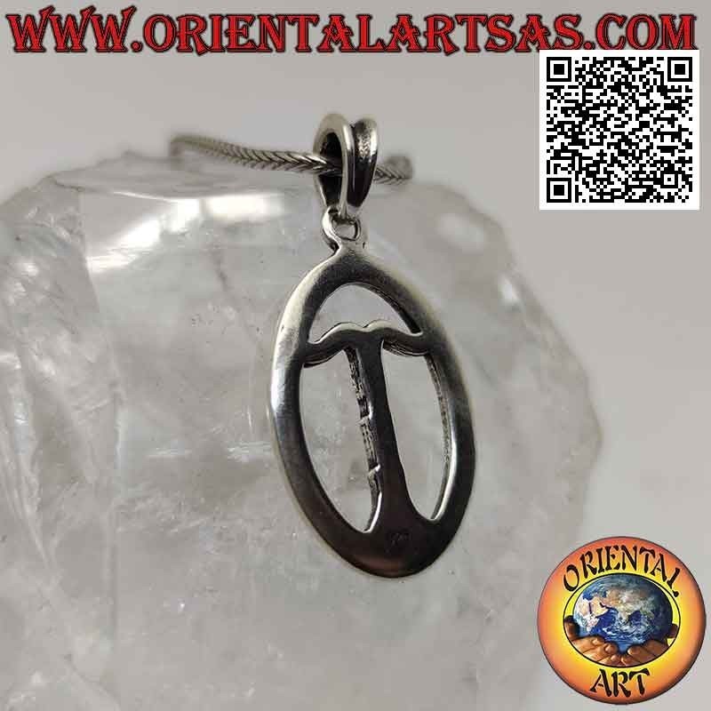 Pendentif en argent, Irminsul ou arbre du monde dans l'ovale