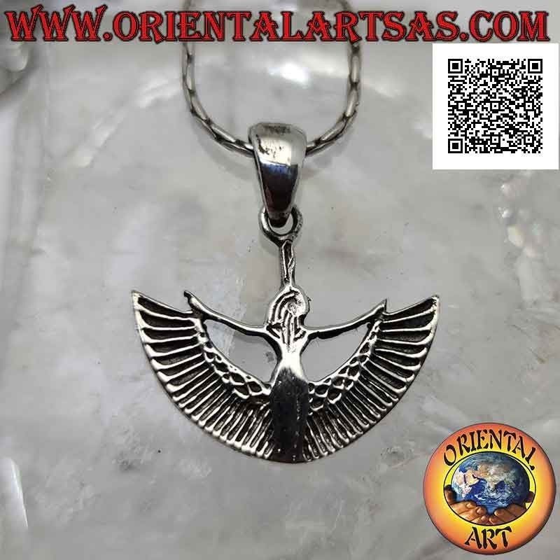 Silver pendant, Isis (goddess of motherhood, fertility and magic) standing with open wings