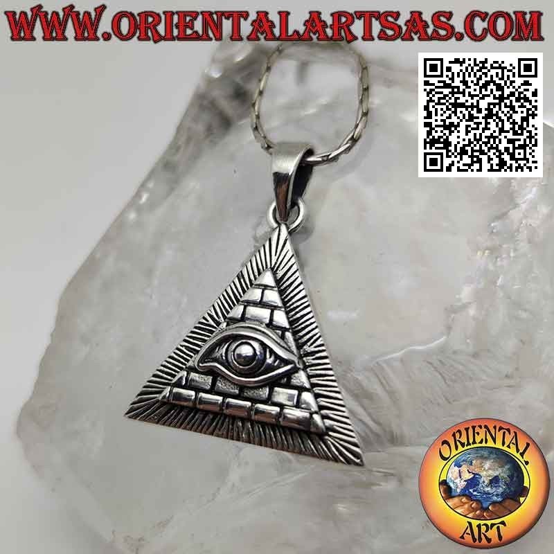 Silberanhänger, Auge der Vorsehung auf Pyramide (Freimaurersymbol)