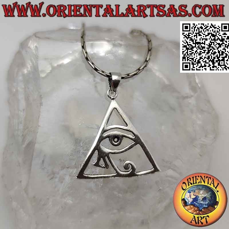 Pendentif en argent, oeil de Ra/Horus dans le triangle (pyramide) percé (Udjat)