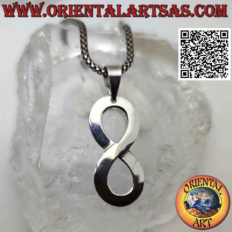 Colgante de plata, símbolo de infinito verticalmente (grande)
