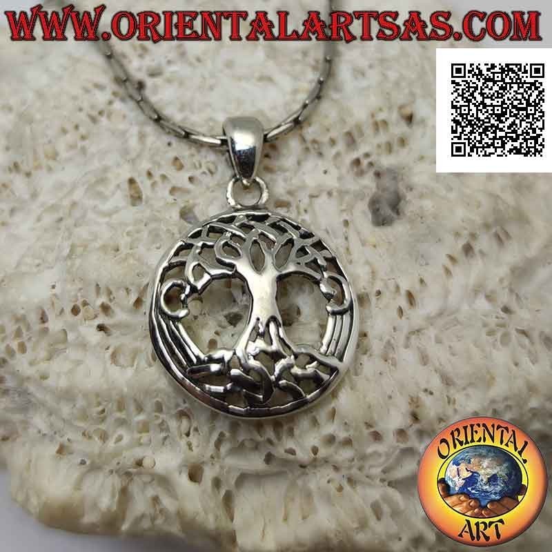 Colgante de plata, Yggdrasil en el círculo de 19 mm Ø (árbol de la vida o árbol cósmico)