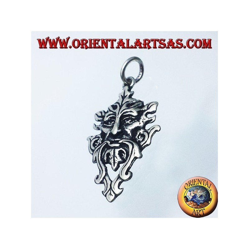 silver pendant, celtic green man