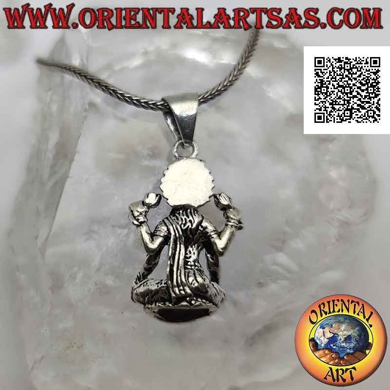 Colgante de plata, estatua de Vishnu (deidad védica masculina) en posición sentada