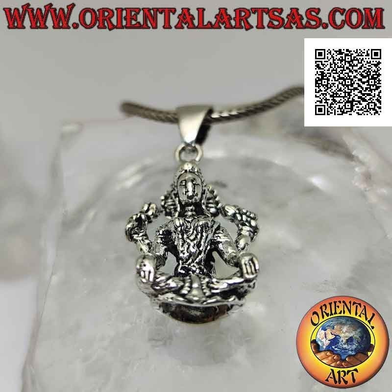Pendentif en argent, statue de Vishnu (divinité védique masculine) en position assise