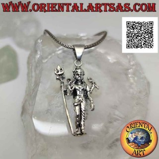 Ciondolo in argento, statua di Śiva (divinità maschile post vedica) in piedi