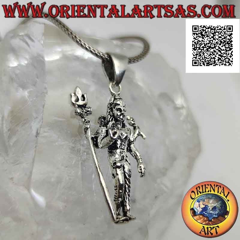 Ciondolo in argento, statua di Śiva (divinità maschile post vedica) in piedi
