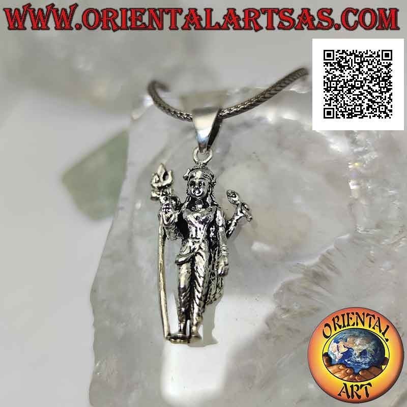 Silver pendant, statue of Śiva (post Vedic male deity) standing